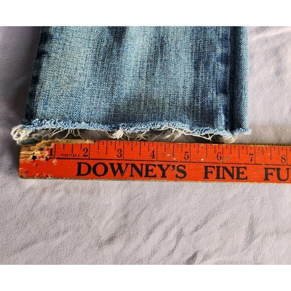 Billabong Y2K Low Rise Jeans Bootcut Denim Sz 7 Contrast Stitching Raw Hemh - Picture 5 of 15